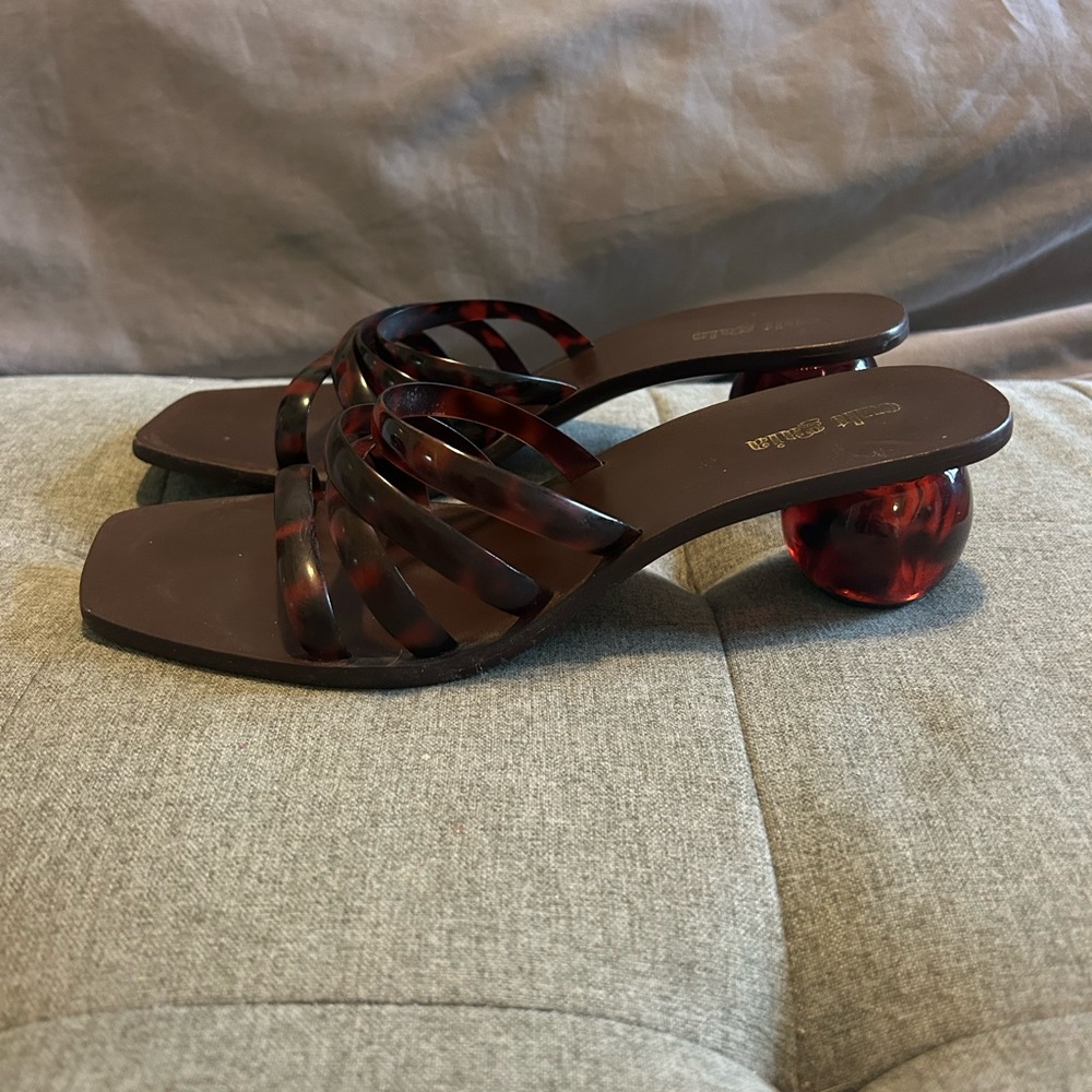 Cult Gaia Jennee Tortoise Four-Band Mule Sandal Heel - Picture 5 of 9